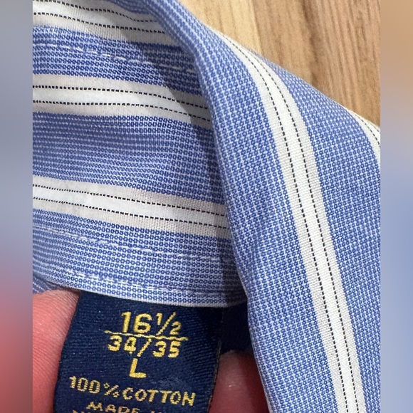 2 Club Room Button Down Shirts, Blue White Striped + Plaid, 16.5 34/35, Large - Picture 4 of 8